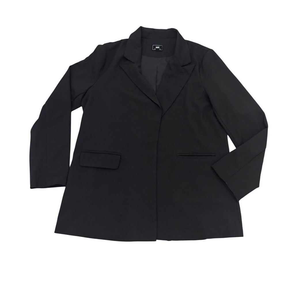 HAVE Los Angeles Womens Black Open Front Blazer‎ Jacket Size L
